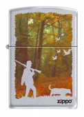 Зажигалка ZIPPO "Осенняя охота", с покрытием Satin Chrome™ (205 hunting)