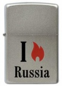 Зажигалка ZIPPO Flame Russia, с покрытием Satin Chrome™ (205 Flame Russia)
